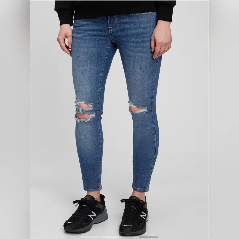 NWT Gap Maternity True Waistband Full Panel True Skinny Jeans Blue Plus 34 18R